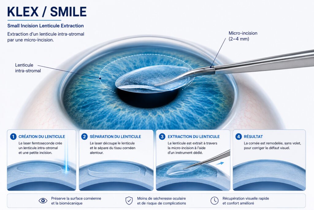 Chirurgie SMILE KLEX extraction lenticulaire Paris Guindolet